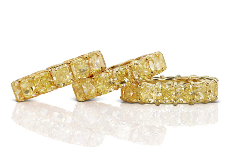 A trio of yellow diamond eternity bands
